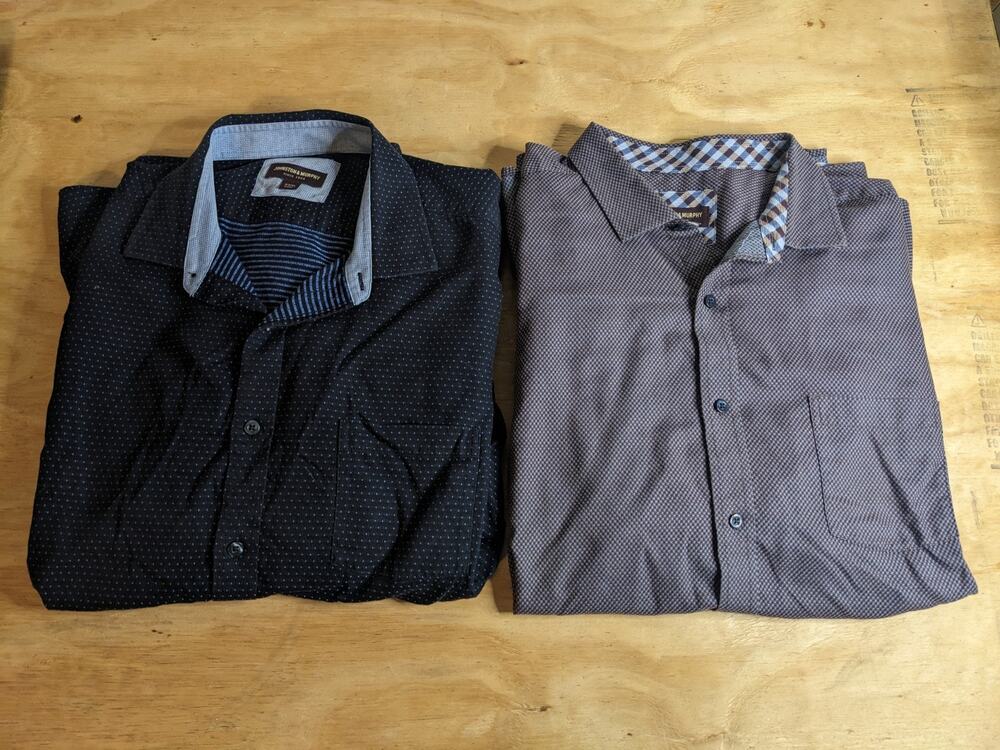 Johnston Murphy Button Up Shirt Men's 3XL Lot Of 2 Long Sleeve 18 Inch Neckline